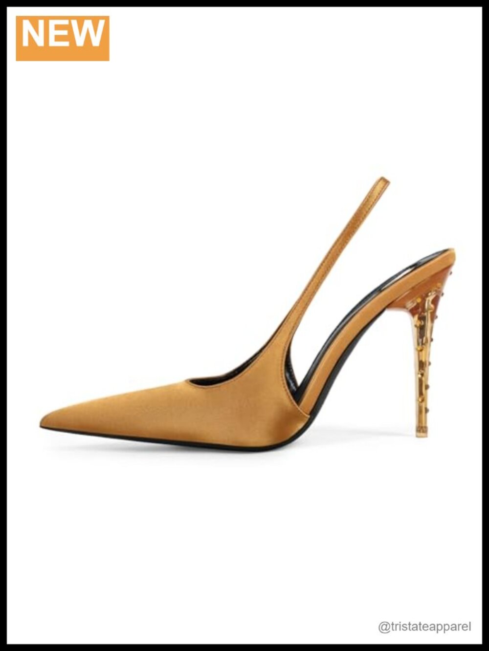 Women Satin Slingback Heels Closed Toe Two Tone Stiletto Pointy High Heels